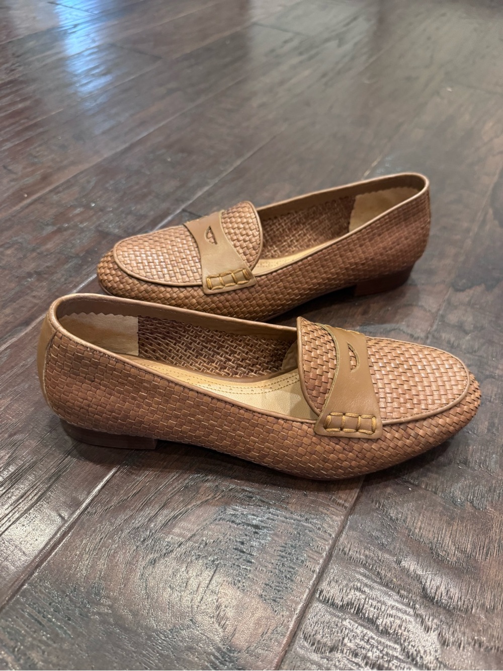 Brooks Brothers leather Woven Slip-On Loafers - cognac Women’s Flats